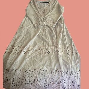 Cream Long Sleeve Dress with illusional lace detail.